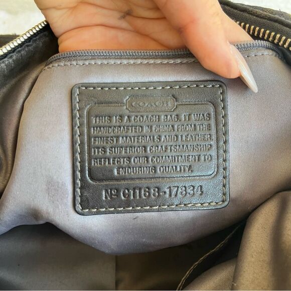 COACH Signature Black Brown Chelsea Hobo Kristin Shoulder Bag Baguette 17834 - Picture 9 of 11